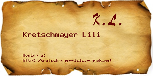 Kretschmayer Lili névjegykártya